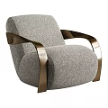 Stylish Modern Single Chair With Light Fabric Upholstery And Metallic Armrests