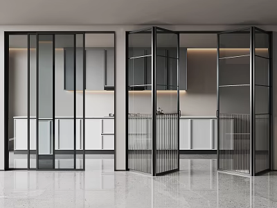 modern glass kitchen door folding door sliding door kitchen 3d model