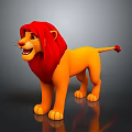 3D Rendered Cartoon Lion Character With Red Mane And Yellow Body Standing Pose