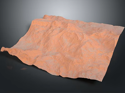 Realistic Orange Mountainous Terrain 3D Model With Detailed Rough Surface Texture 3d model