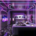 KTV Room With Neon Lights Sofa And Large Screen 3d model