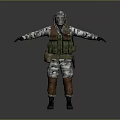 Camouflage Protective Suit With Gas Mask Utility Backpack And Safety Boots