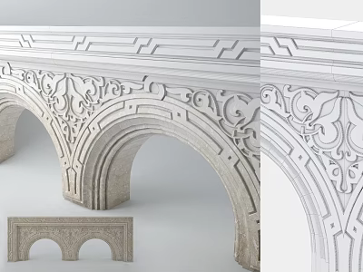 Architectural Components Featuring Ornate Stone Arches And Intricate Geometric Carvings 3d model