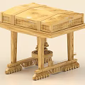 Industrial Equipment With Wooden Frame Platform Support Legs Mechanical Components And Wheeled Base