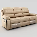 Modern Beige Leather Sofa Set With Comfortable Seats And Armrests For Living Room