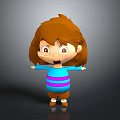 Cartoon Girl Character With Brown Hair Blue And Purple Striped Shirt Surprised Expression Arms Outstretched