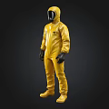 Yellow Full Body Protective Suit With Hood And Face Shield Design