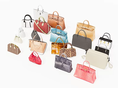 Chic Stylish Leather Bags Collection Featuring Various Colors And Different Styles 3d model