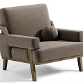 Beige Upholstered Armchair with Wooden Armrests Legs and Multiple Color Options