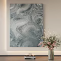 Modern Abstract Painting With Swirl Textures In Gray Blue Tones For Interior Decor 3d model