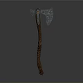 Medieval Battle Axe With Metal Head And Wooden Textured Handle