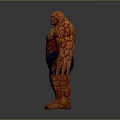Game and Movie Character With Orange Rock Textured Body Blue Shorts White Number 4 Logo