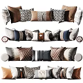 Modern Multicolor Pillow Set With Geometric Patterns Brown Beige Blue Gray Tones And Textures