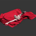 Ballerina Dancing In Red Dress With Flying Skirt Reflection On Gray Background Floor