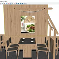 Traditional Asian Restaurant Interior With Wooden Walls Posters Dining Tables Chairs And Hanging Lights