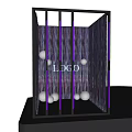 Decorative Display With Purple Tassel Backdrop Logo And White Spheres With Sequin Sphere 3d model