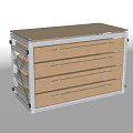 Sturdy Metal Frame Storage Cabinet With Multiple Wooden Drawers And Flat Top