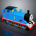 Blue Cartoon Style Train Model With Number 1 And Smiling Face 3d model