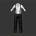 Stylish White Shirt With Brown Suspenders And Striped Trousers Fashion Outfit
