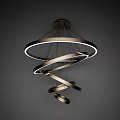 Modern Abstract Spiral Ring Pendant Light With Metallic Finish And LED Glow