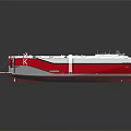Modern Red And White Ship With Multi Level Exterior Structure