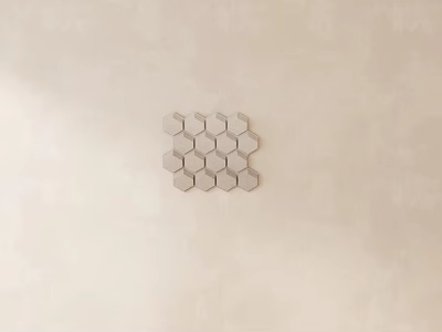 Artistic Intricate Carved Hexagonal Pattern Decor On Beige Textured Background 3d model