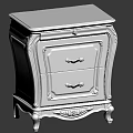 Classic White Bedside Table With Gold Accents Two Drawers And Carved Wooden Top