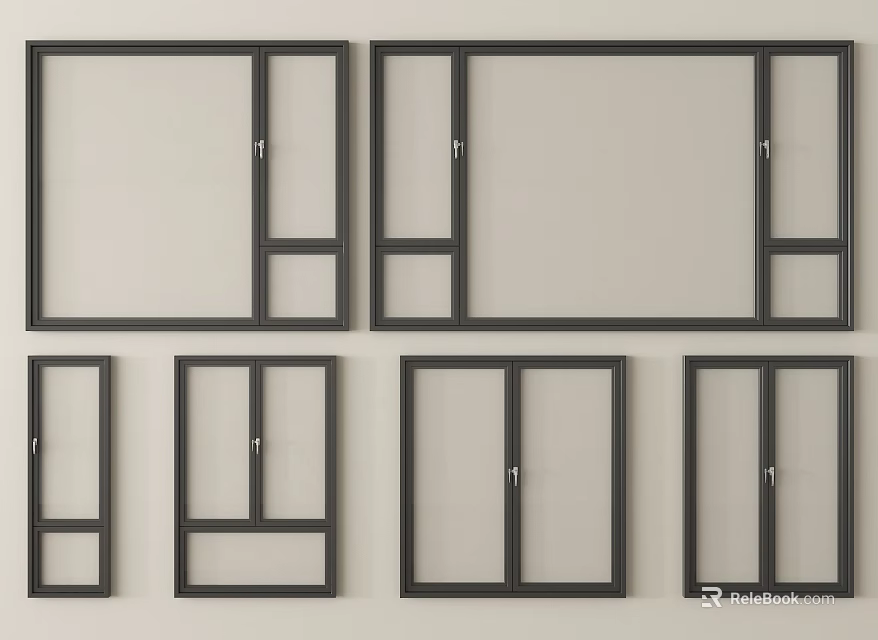 Black Framed Windows And Doors In Various Styles For Home Design 3d model