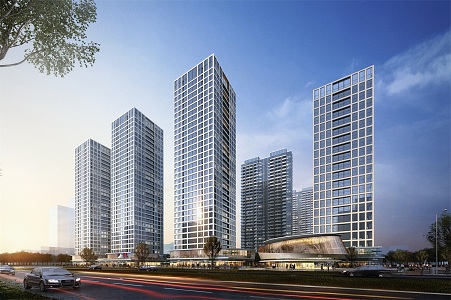 Modern Commercial Street Hangzhou Poly Binjiang 3d model