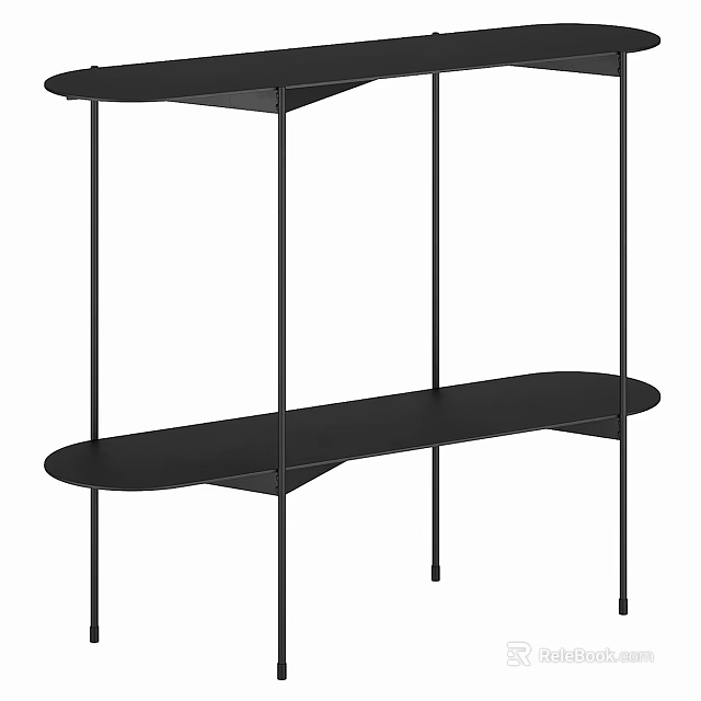 Black Metal Frame Shelf With Multiple Open Layers For Modern Home Storage 3d model