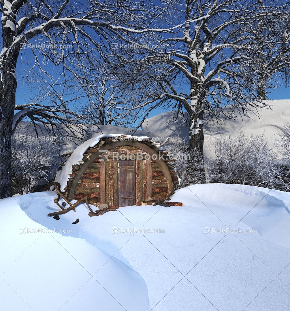 Modern Snow Scene Snow Winter Chalet model