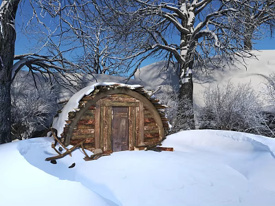 Modern Snow Scene Snow Winter Chalet 3d model