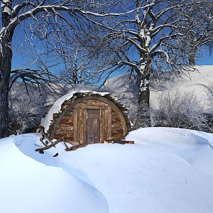 Modern Snow Scene Snow Winter Chalet 3d model