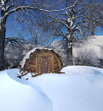 Modern Snow Scene Snow Winter Chalet 3d model