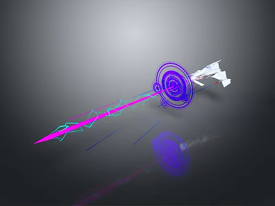 Sci Fi Weapon Design With Glowing Purple Pink Lights And Circular Halo 3d model