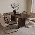 Stylish Interior With Wooden Dining Table Decorative Vase Modern Chairs Rug And Window Blinds