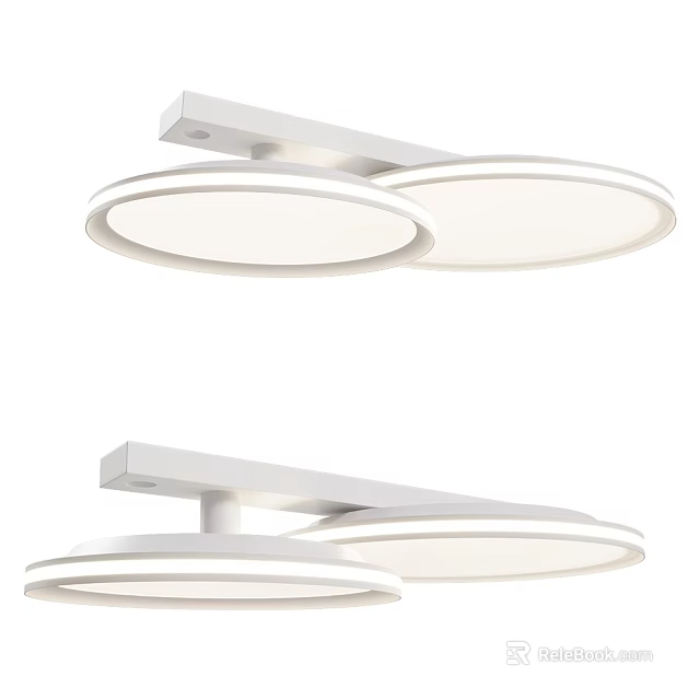 Modern Double Round White Ceiling Lights Sleek Interior Lighting Fixture 3d model