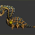 Mythical Multi Headed Mechanical Creature With Golden Green Armor And Detailed Structure