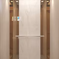 Elegant Modern Elevator Interior Design With Marble Wall Wooden Panels And Control Panel 3d model