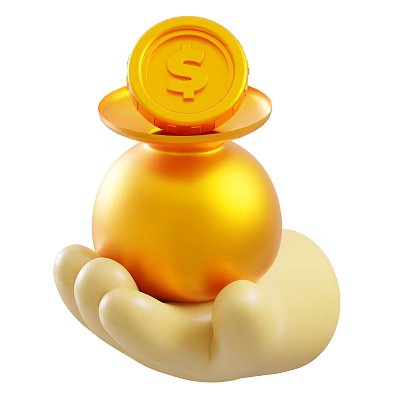 Modern gold coin wallet cartoon gold coin cartoon small hand 3d model