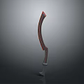 Curved Red And Gray Blade Tool With Sharp Edge And Handle