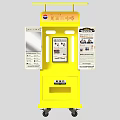 Yellow Mobile All in One Machine With Display Screen And Advertisement Posters 3d model