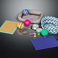 Pet Supplies with Soft Beds Colorful Balls Food Bowls Mats and Small Toys