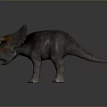 Realistic Triceratops Dinosaur Figure With Orange Horns Gray Body And Frill