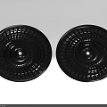 Two Modern Black Round Ceiling Light Panels with Radial Textured Design 3d model