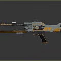 Futuristic Sci Fi Weapon Gun With Orange Black Accents And Scope Design