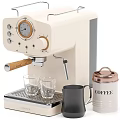 Stylish Green Coffee Machine With Wooden Handle Glass Cups Coffee Canister And Color Options