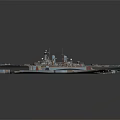 Detailed Military Battleship with Turrets Naval Design and Blue Hull Warship Structure