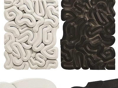 Modern 3D Wall Decor With White And Black Curved Patterns 3d model