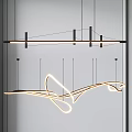 Modern Curved LED Pendant Lights with Sleek Hanging Design and Illuminated Strip